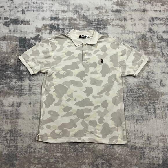 Authentic Bape 2000's White Camo Ape Head Polo L - Picture 1 of 6